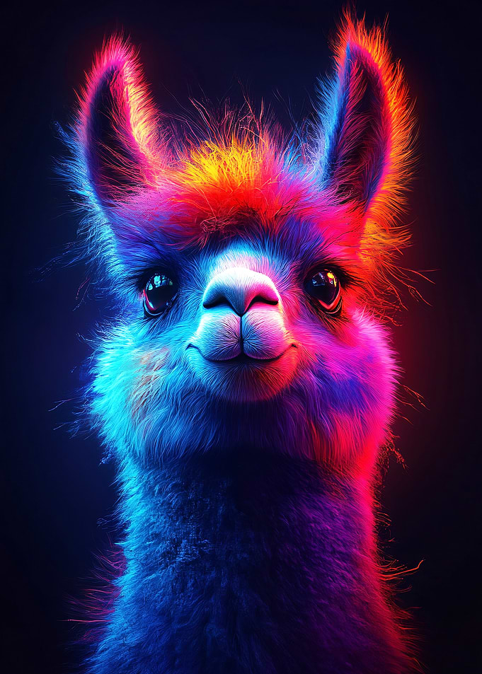 Neon Llama Portrait