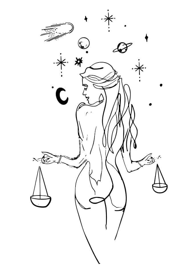 Libra Zodiac Sign Line Art