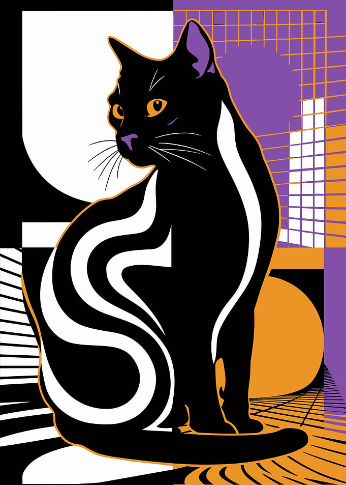Abstract Black Cat Pop Art