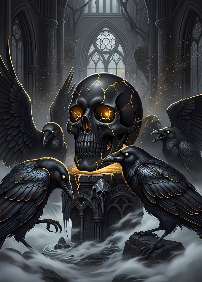 Skull and Ravens Gothic Scene