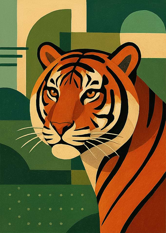 Geometric Tiger Portrait