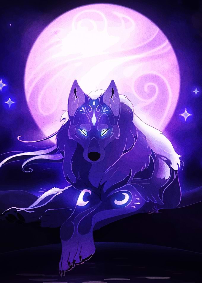 Mystical Wolf Under the Moon
