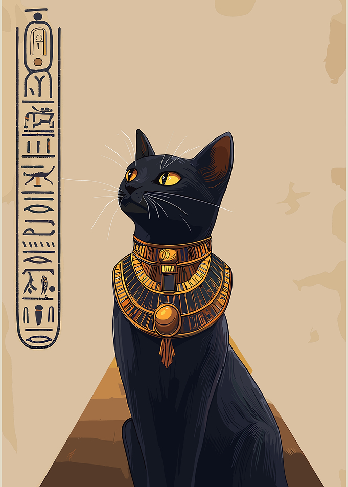 Egyptian Cat with Golden Collar