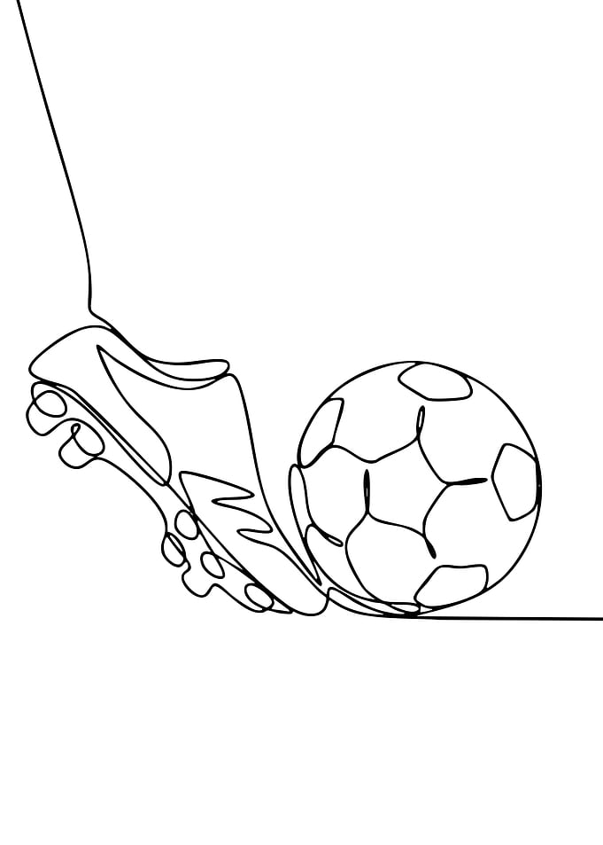 Soccer Ball and Shoe Line Art
