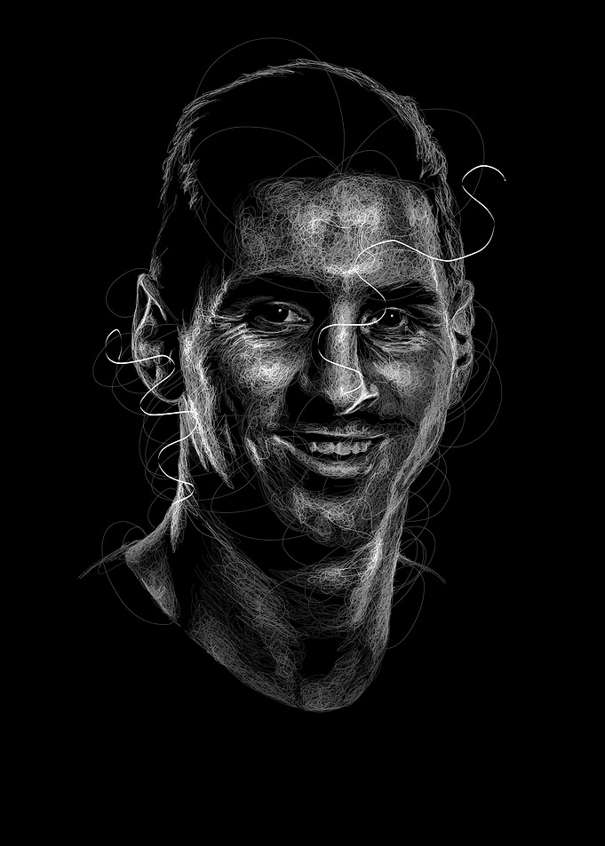 Lionel Messi Scribble Portrait