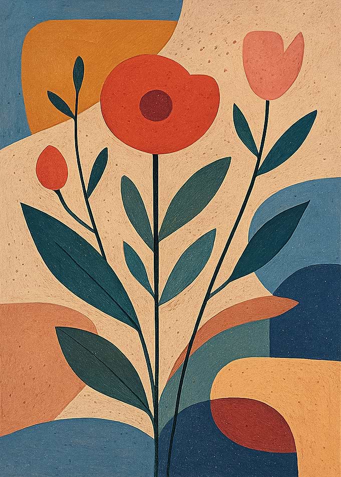 Abstract Floral Art with Warm Tones