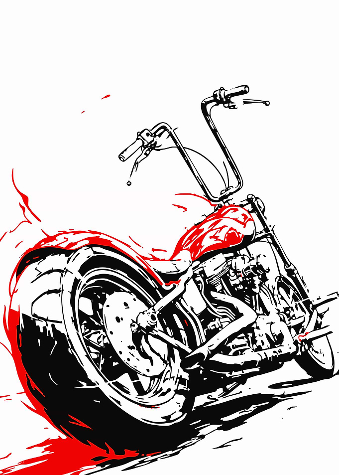 Red and Black Motorcycle Illustration