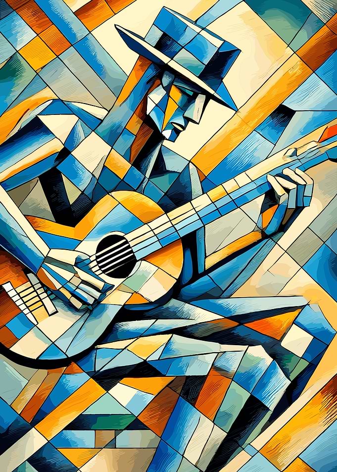Abstract Guitar Player Art