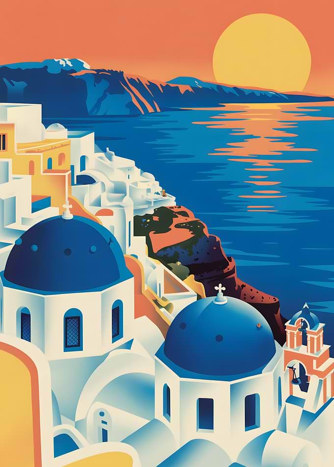 Santorini Greece Illustration