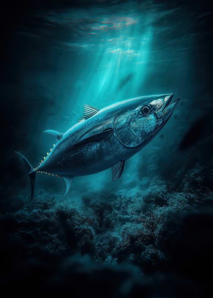 Majestic Tuna in Deep Blue Sea