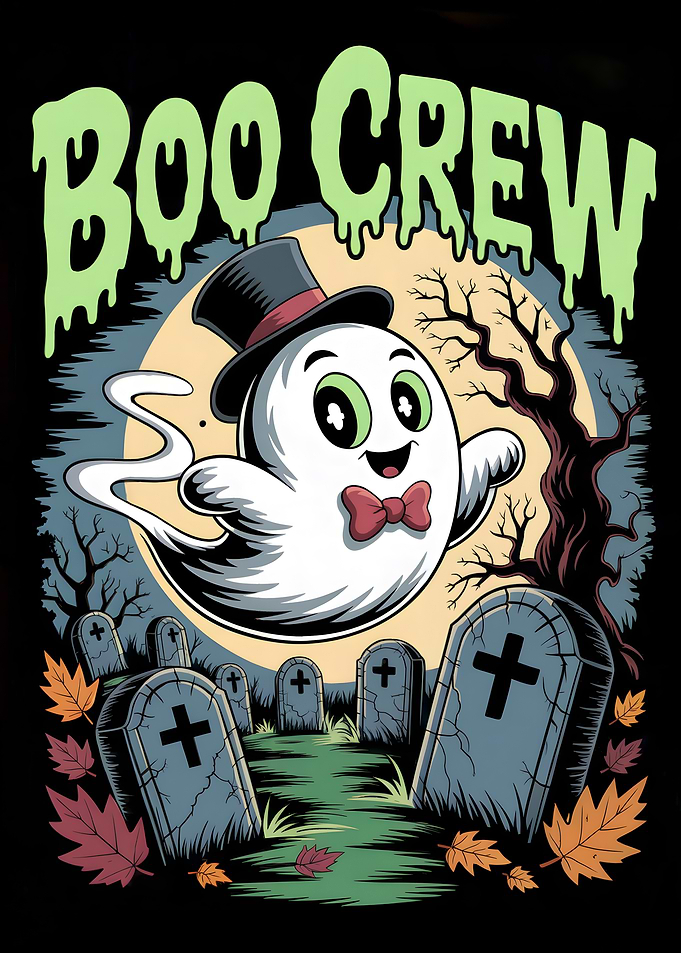 Boo Crew Halloween Ghost Cartoon
