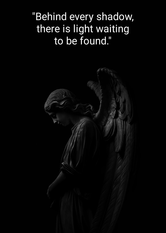 Angel statue with inspirational quote