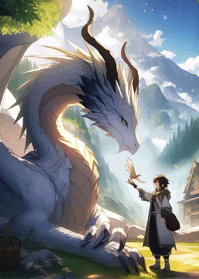 Dragon and Boy with Bird