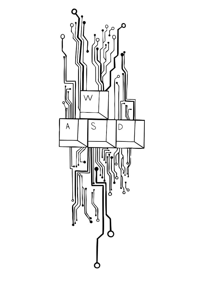 WASD Keys with Circuit Board Design