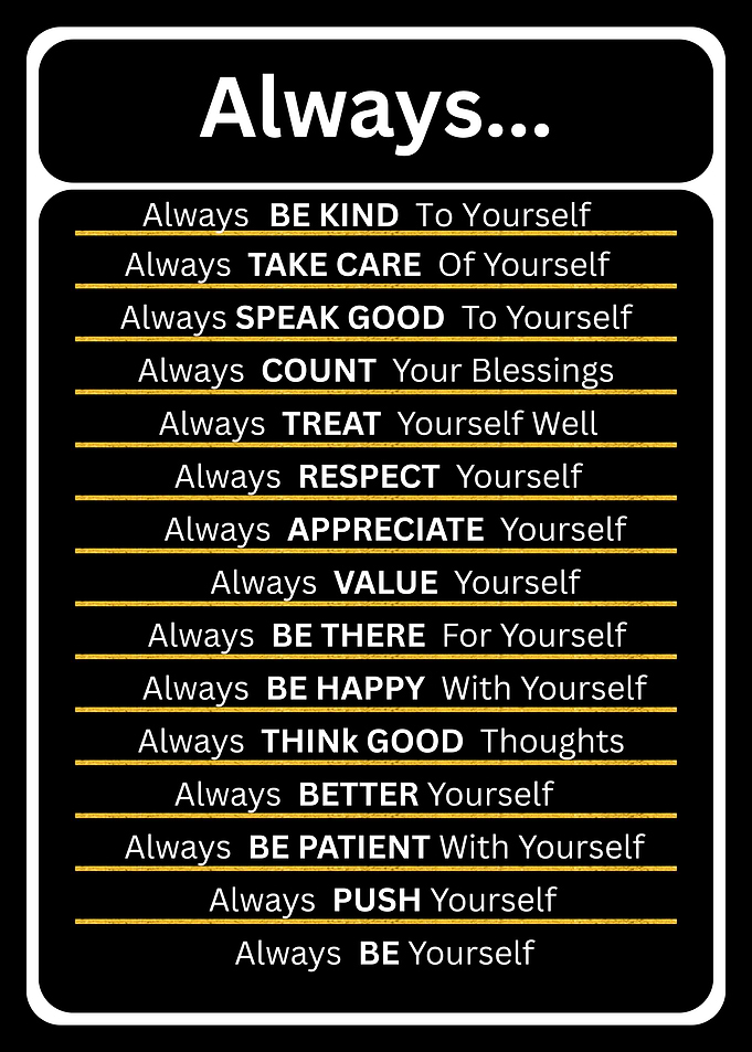Always Be Kind to Yourself – Self Love & Positive Mindset Motivational Wall Art