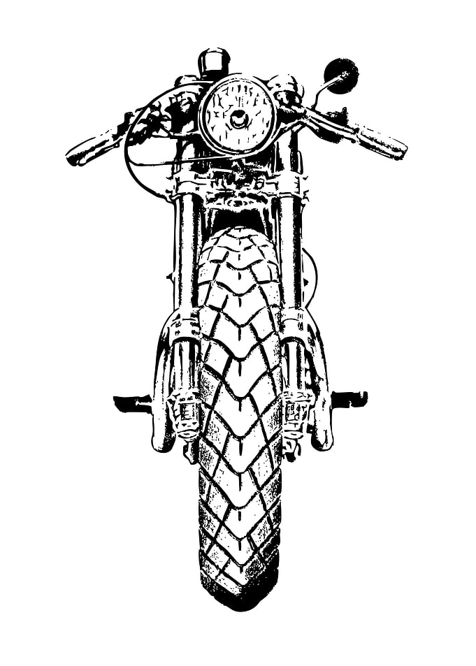 Motorcycle Front View Black and White