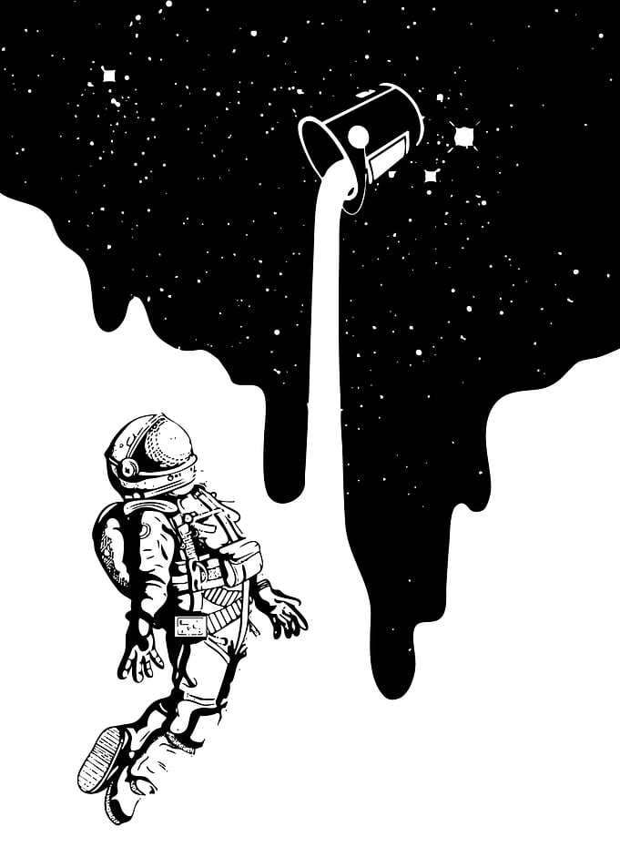 Astronaut painting the space