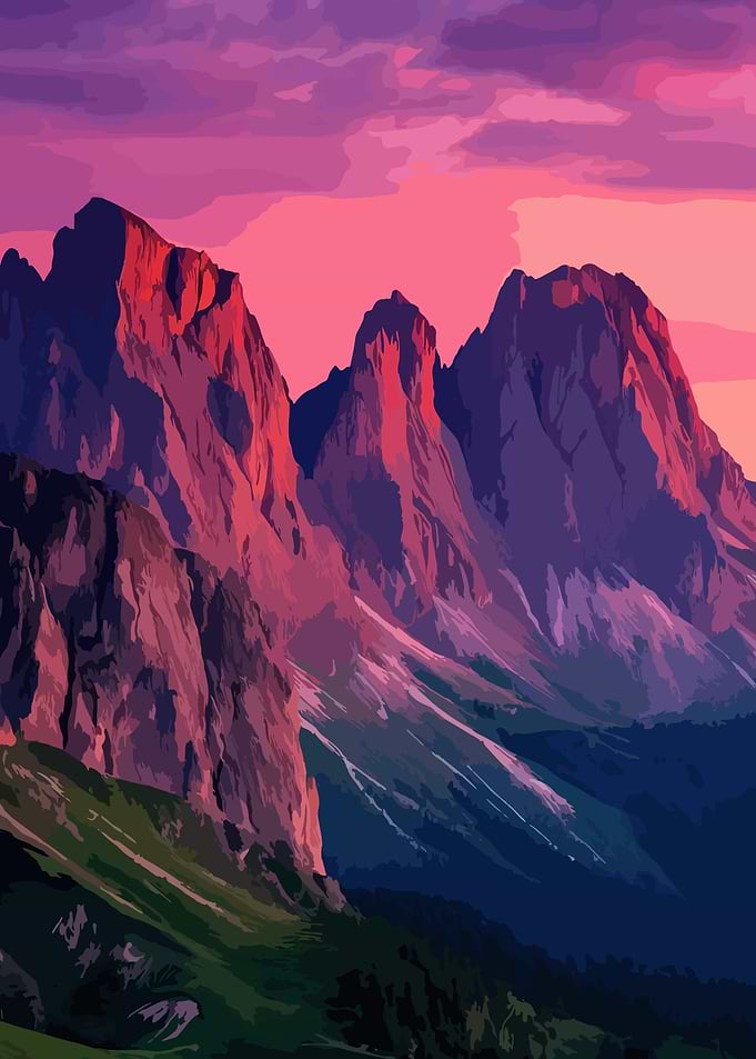 Mountain Range at Sunset Digital Art