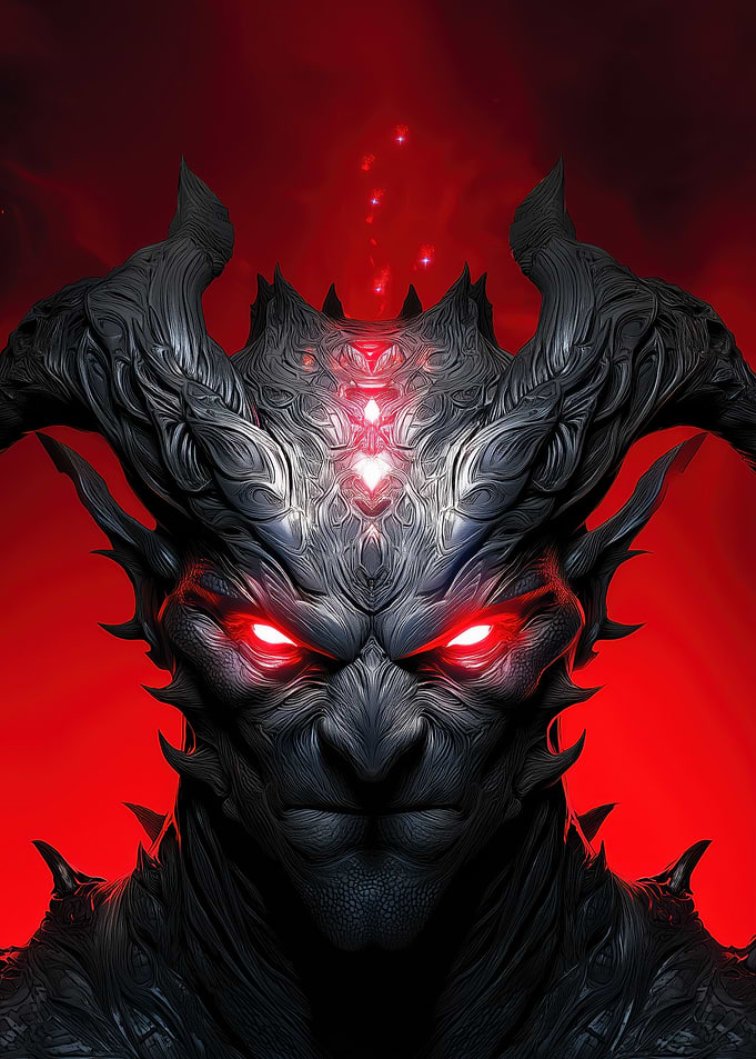 Demonic Entity with Glowing Red Eyes