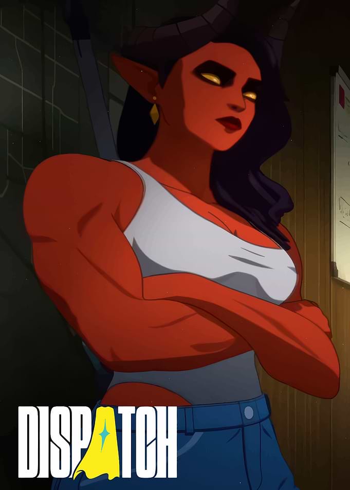 Red-skinned woman with horns illustration