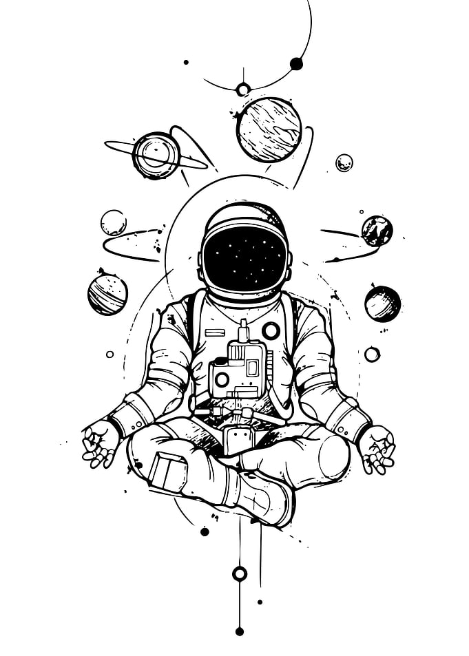 Meditating Astronaut in Space