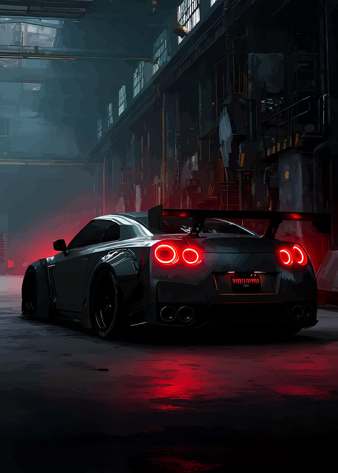 Sleek Car in Industrial Setting