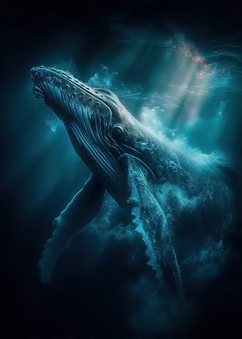 Humpback Whale in Deep Blue Sea