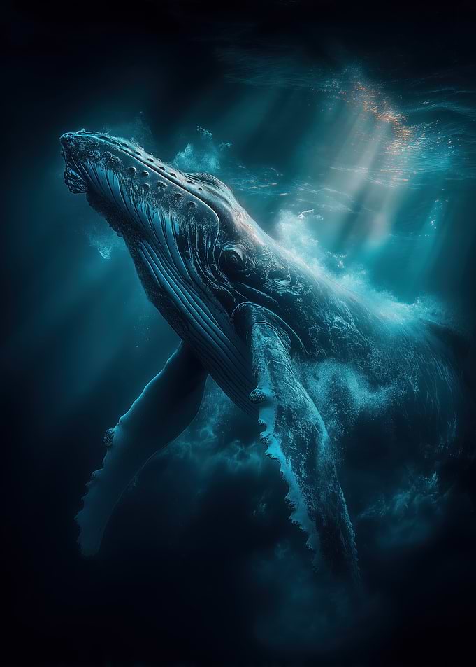 Humpback Whale in Deep Blue Sea