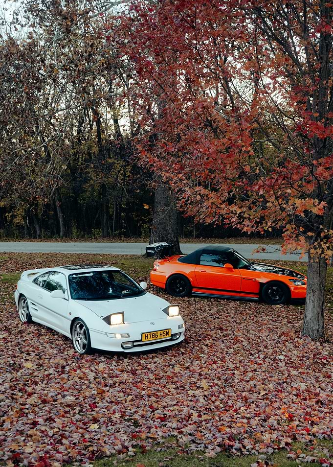 Toyota MR2 and Honda S2000 in autumn setting