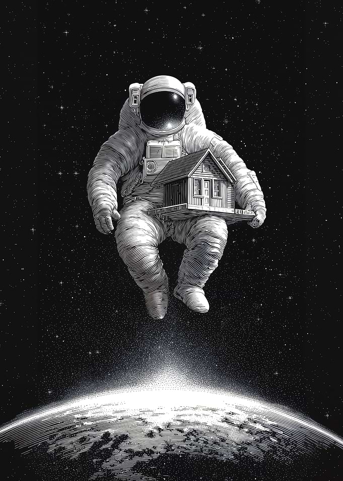 Distant Memories - An Astronaut Holding House in Space