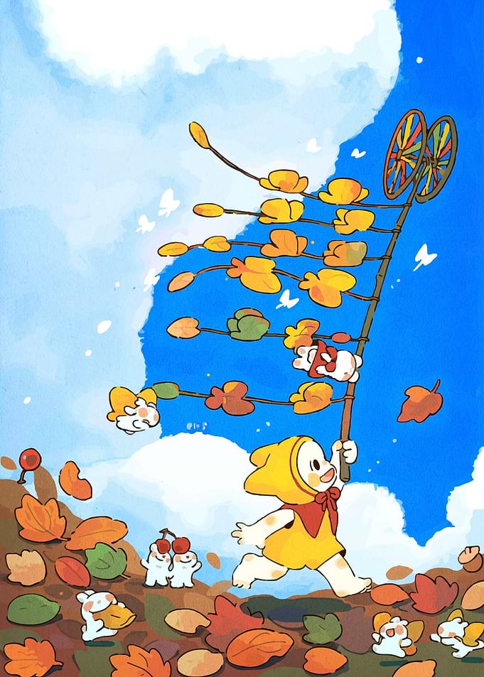 Autumn Run with Pinwheel