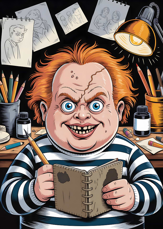 Creepy Artist with Sketchbook