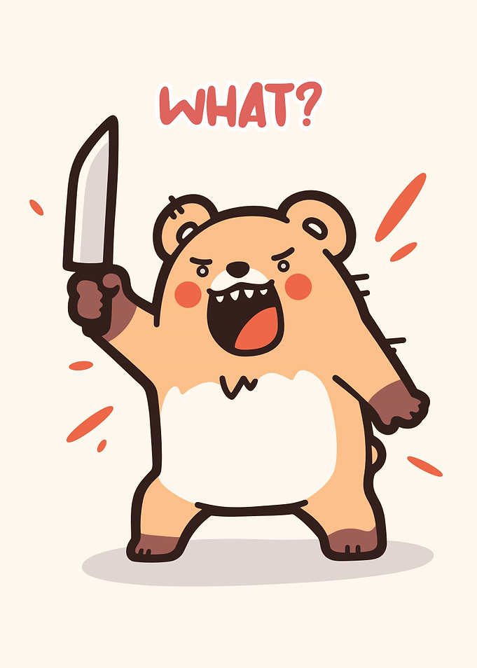 Angry Bear with Knife Cartoon