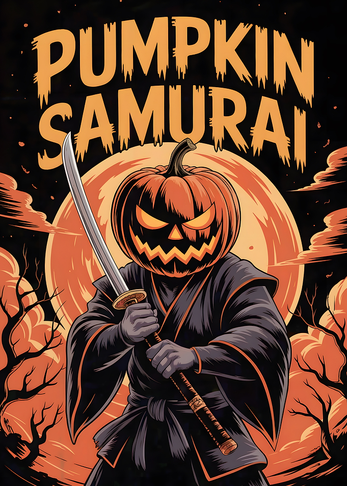 Pumpkin Samurai Halloween Art