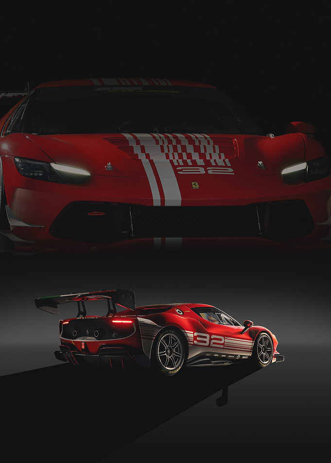 Red Ferrari 296 Challenge poster