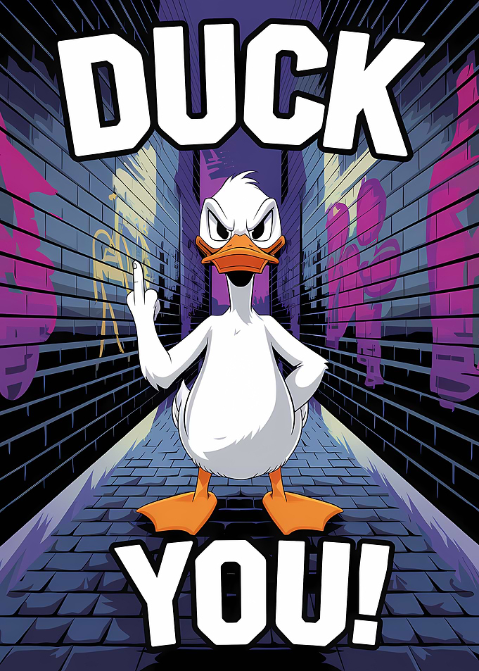 Duck You Cartoon Illustration