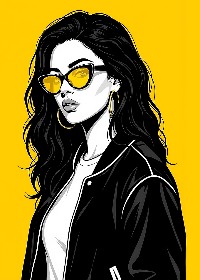 Stylish Modern Woman with Yellow Sunglasses