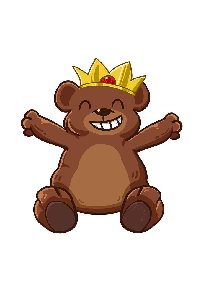Cartoon Bear King with Crown