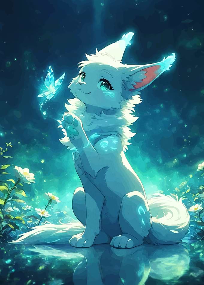 Cute Fox and Butterfly Digital Art