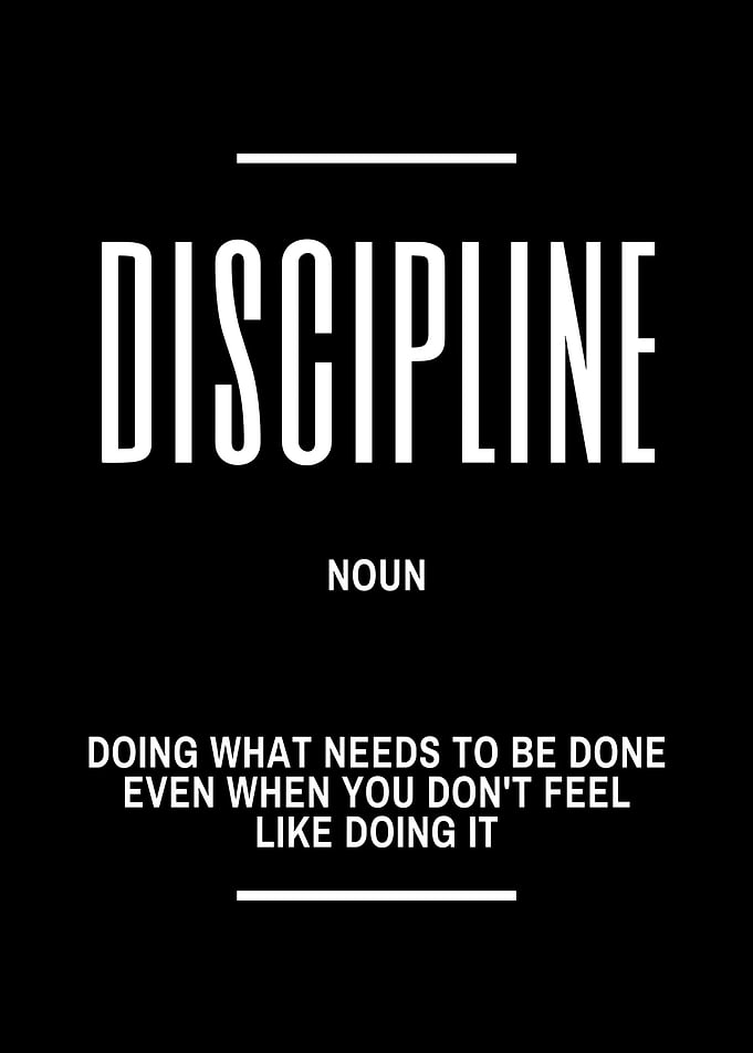 Discipline Definition Black and White Poster