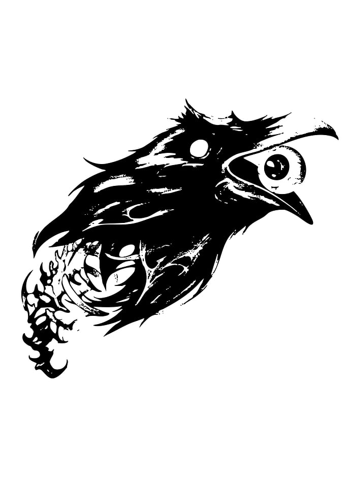 Abstract Raven Head Black and White