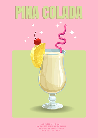 Pina Colada Cocktail Illustration