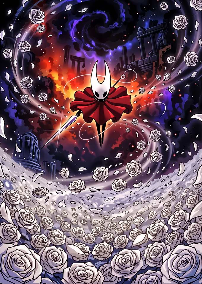 Hornet from Hollow Knight with Roses