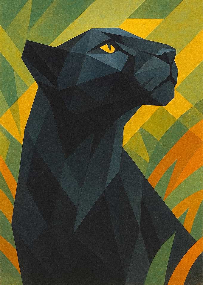 Geometric Panther Portrait