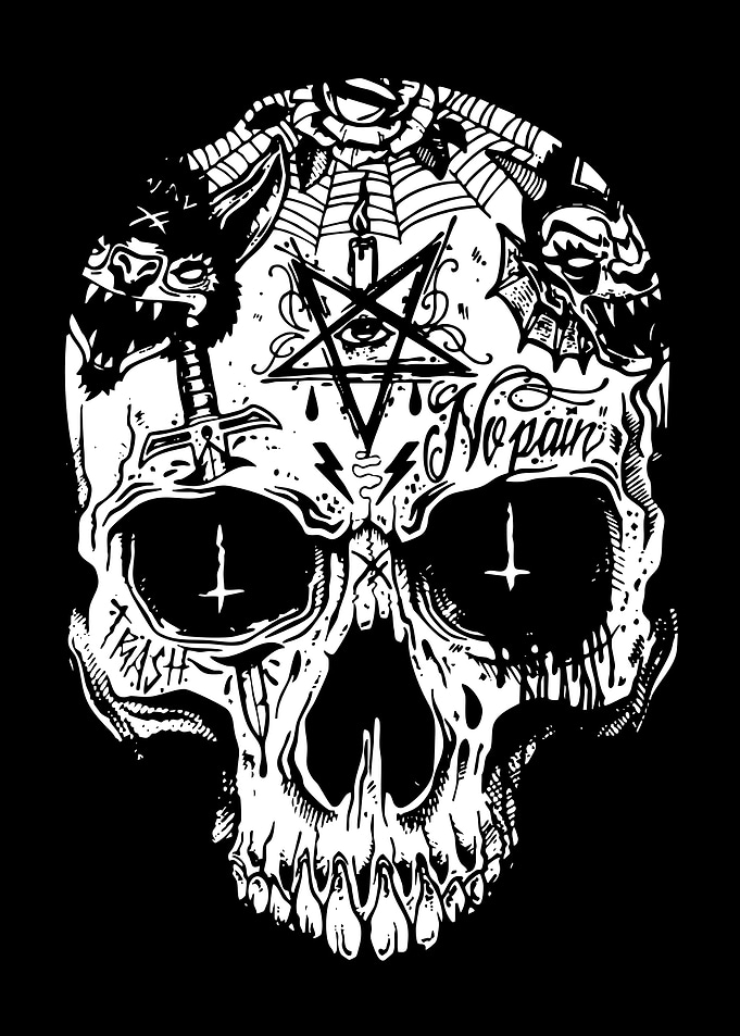 Skull with Occult and Gothic Elements