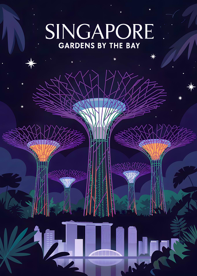 Singapore Gardens by the Bay Illustration