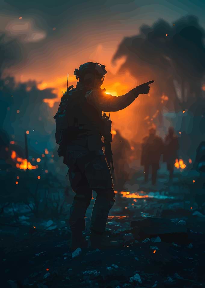 Soldier in War Zone