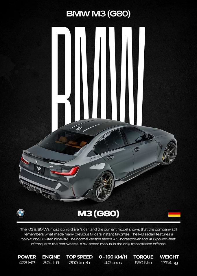 BMW M3 (G80) Car Poster