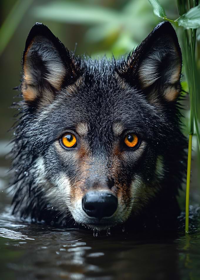 Wolf Portrait in Water