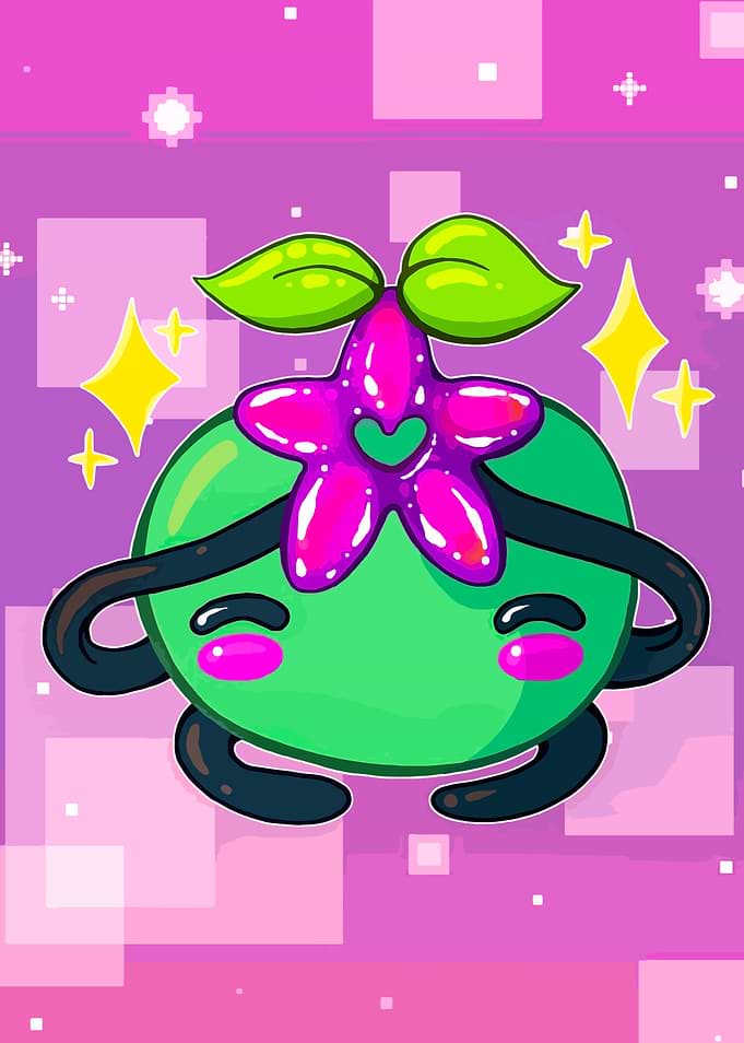 Cute Green Creature with Star Head